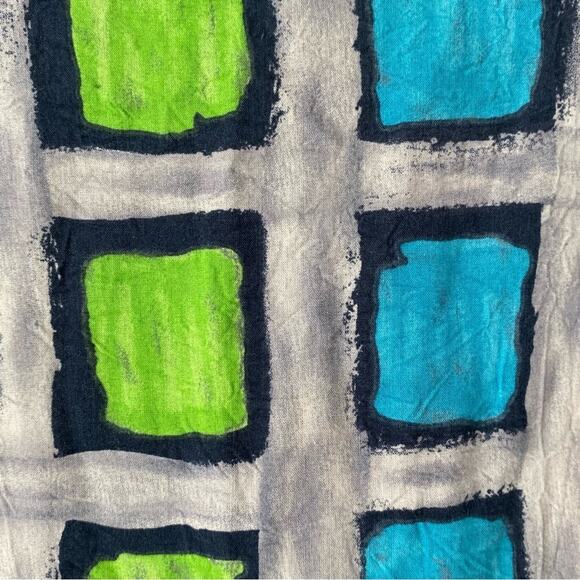 Jams World Vintage Multicolor Square Print Mini Dress Scoop Neck size 9 - Picture 6 of 8